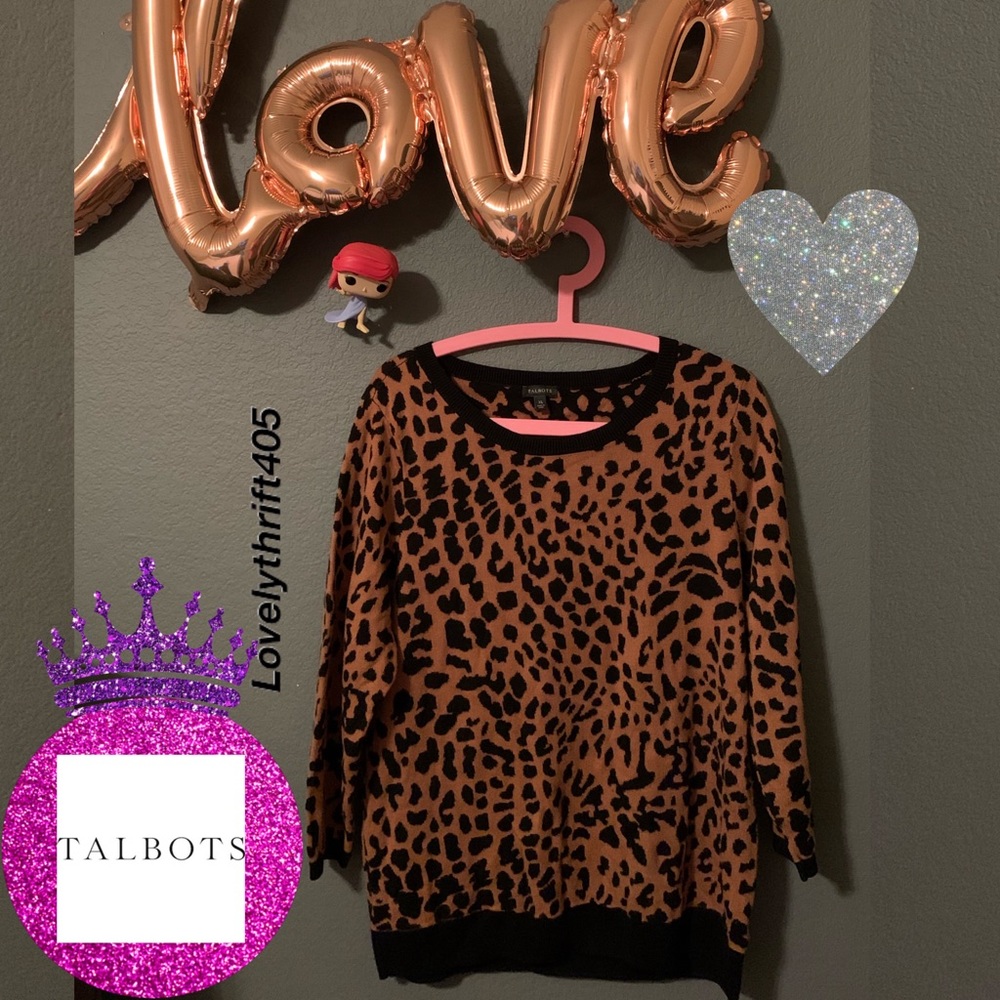 Talbots Leopard Print Pullover Size Xl - image 1